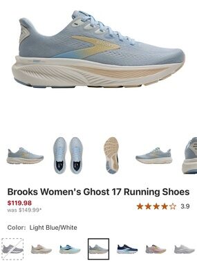 Brooks Women's Ghost 17 Running Shoes - Light Blue with Pale Yellow Accent